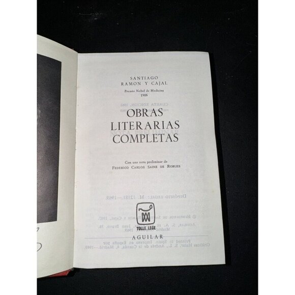 Obras Literarias Completas by Santiago Ramon y Cajal 1969 Tercera Edicion HC - Picture 3 of 16